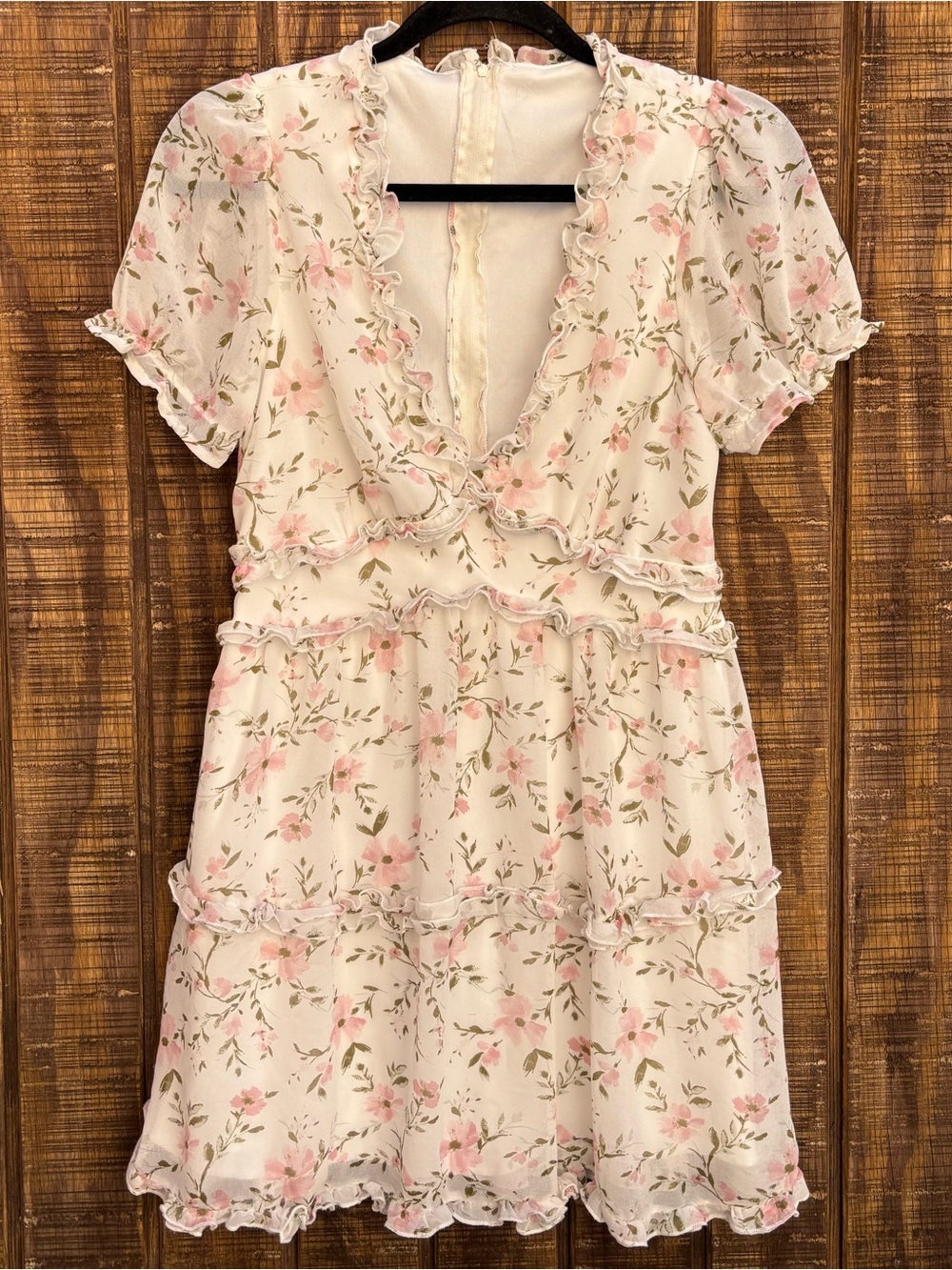 White Floral Ruffle Dress